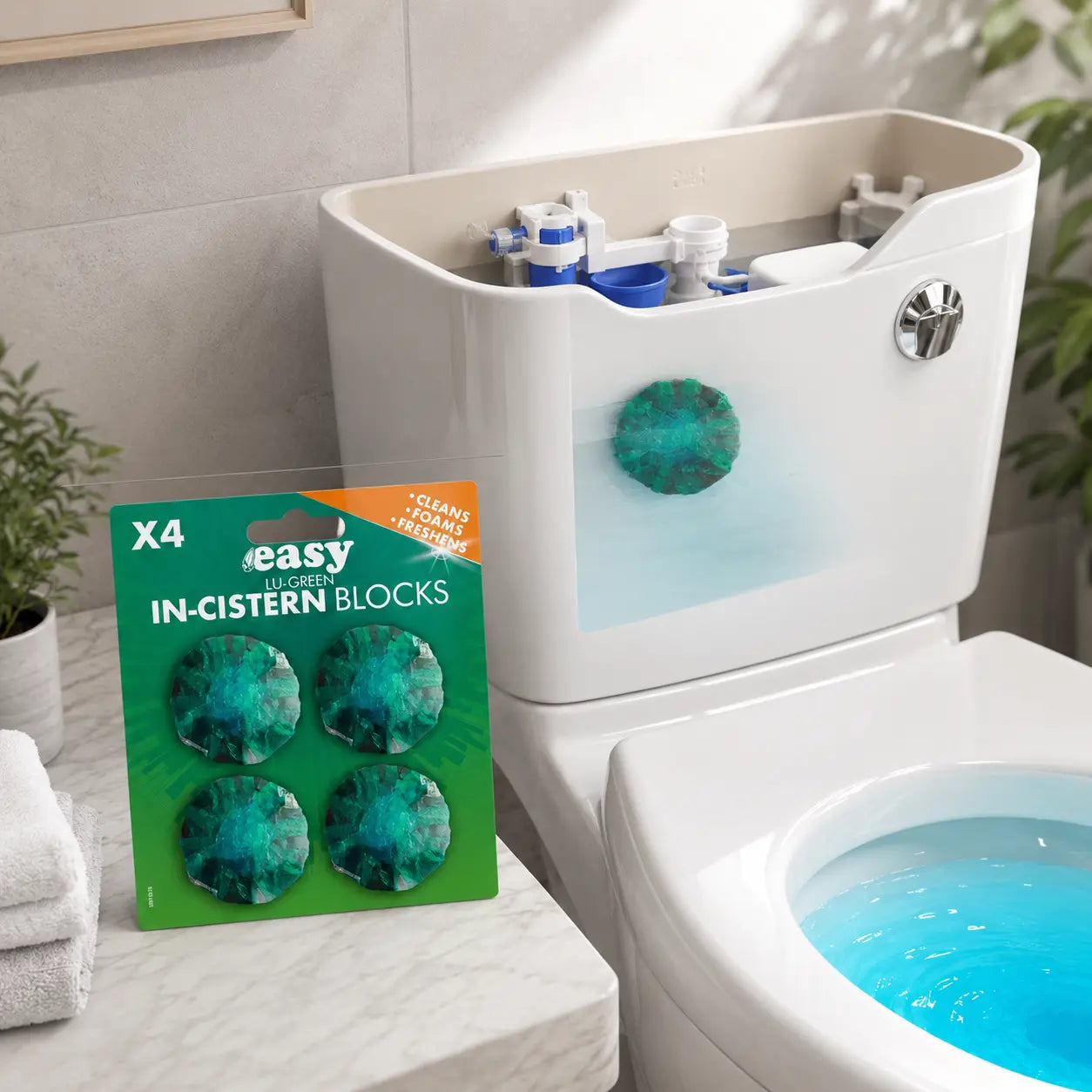 Blocs WC réservoir Easy vert — Lot de 4
