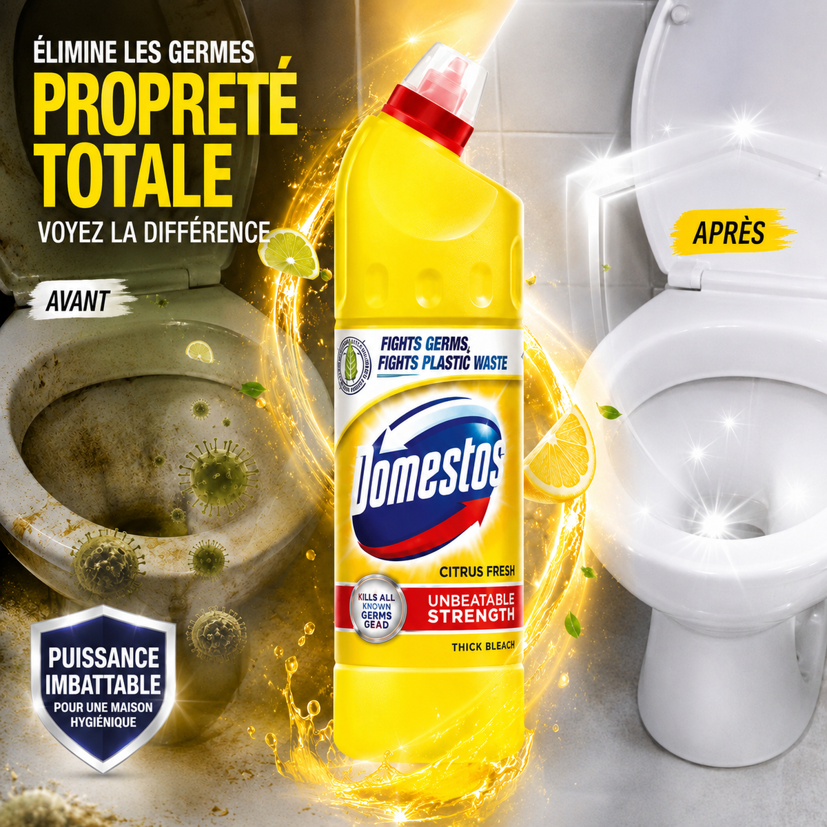 Javel Épaisse Désinfectante WC & Surfaces Domestos Citrus Fresh — 750 ml