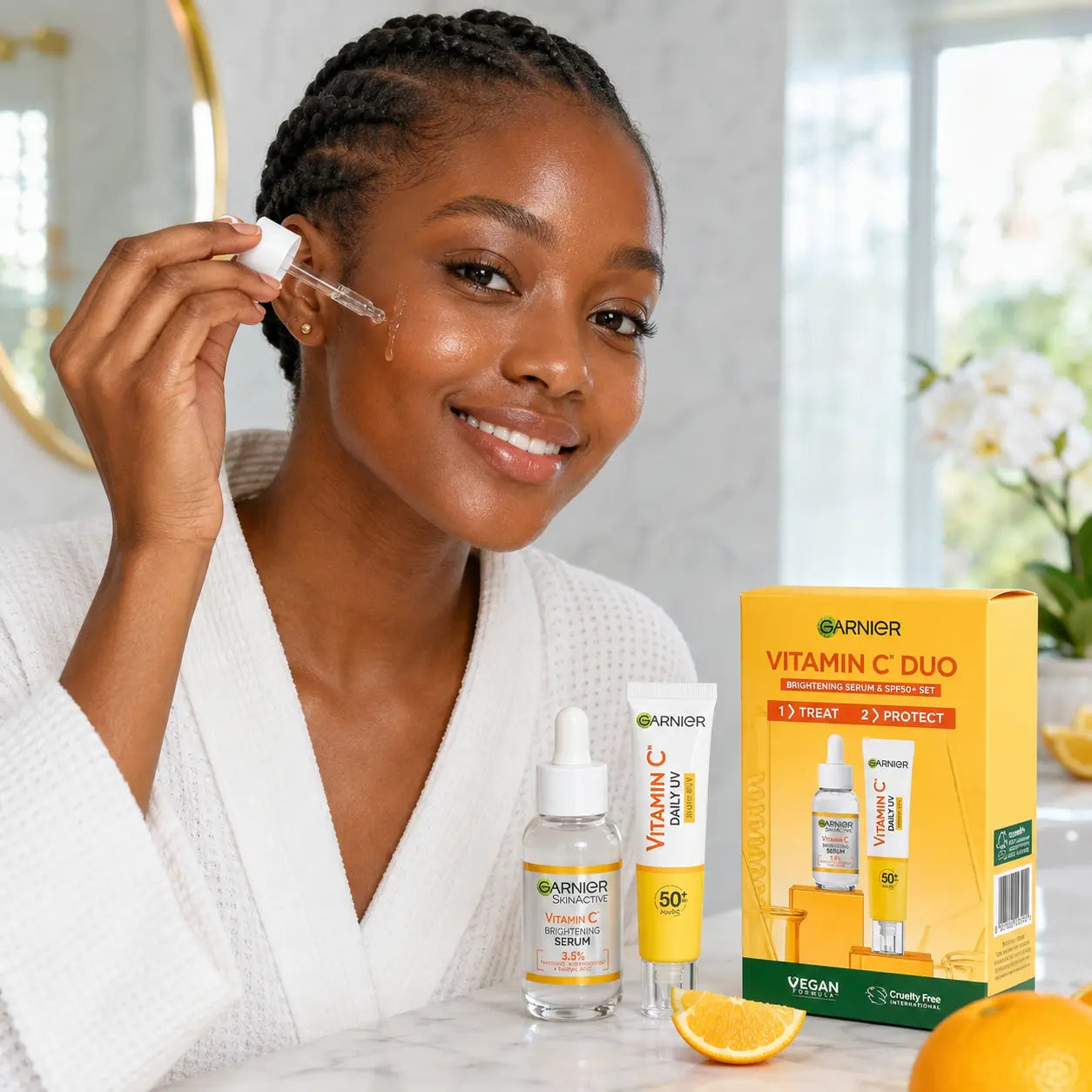 Coffret Garnier Vitamin C Duo — Sérum Éclat 3,5 % & Fluide UV SPF50+