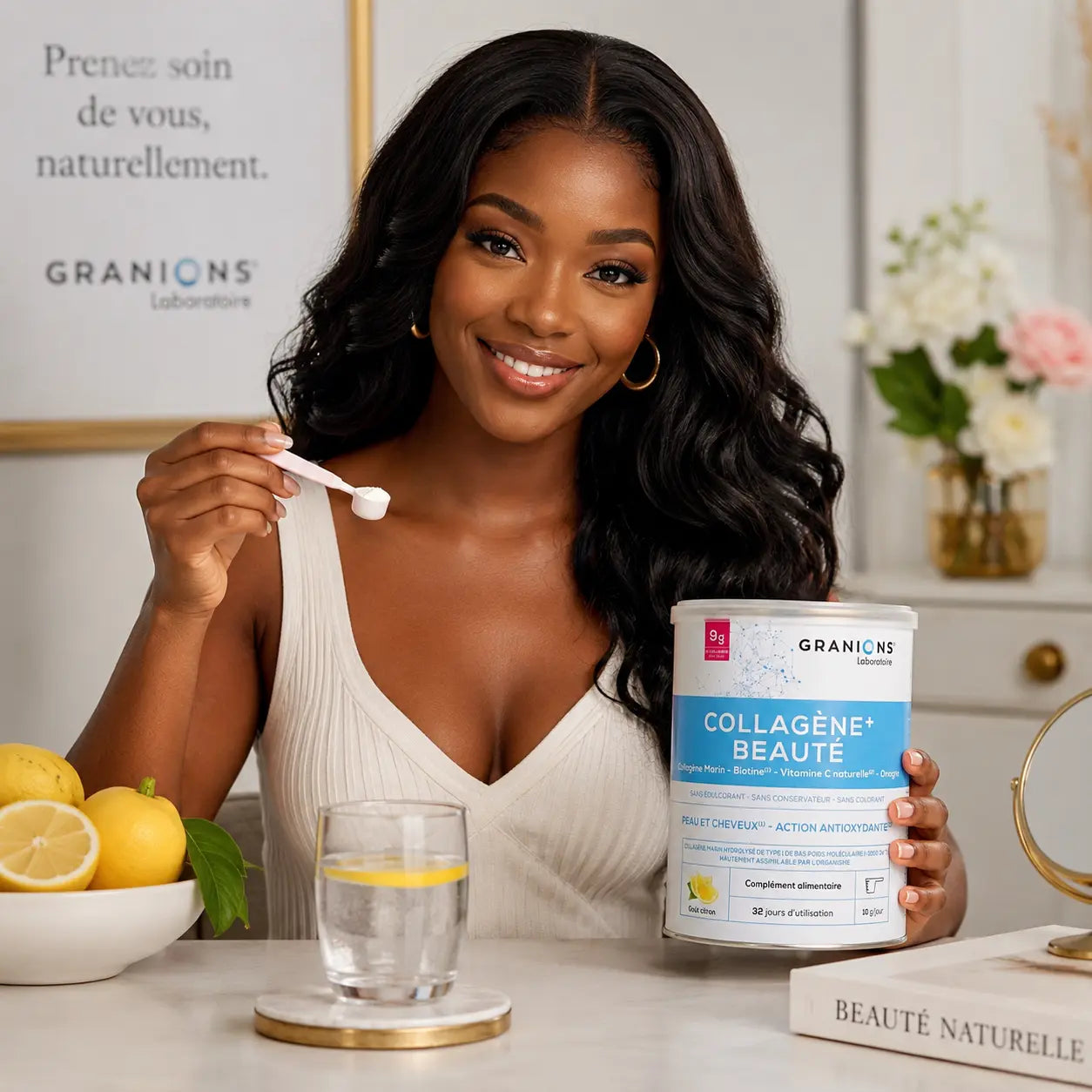 Complément Collagène+ Beauté Granions Peau & Cheveux — Goût Citron, 320 g