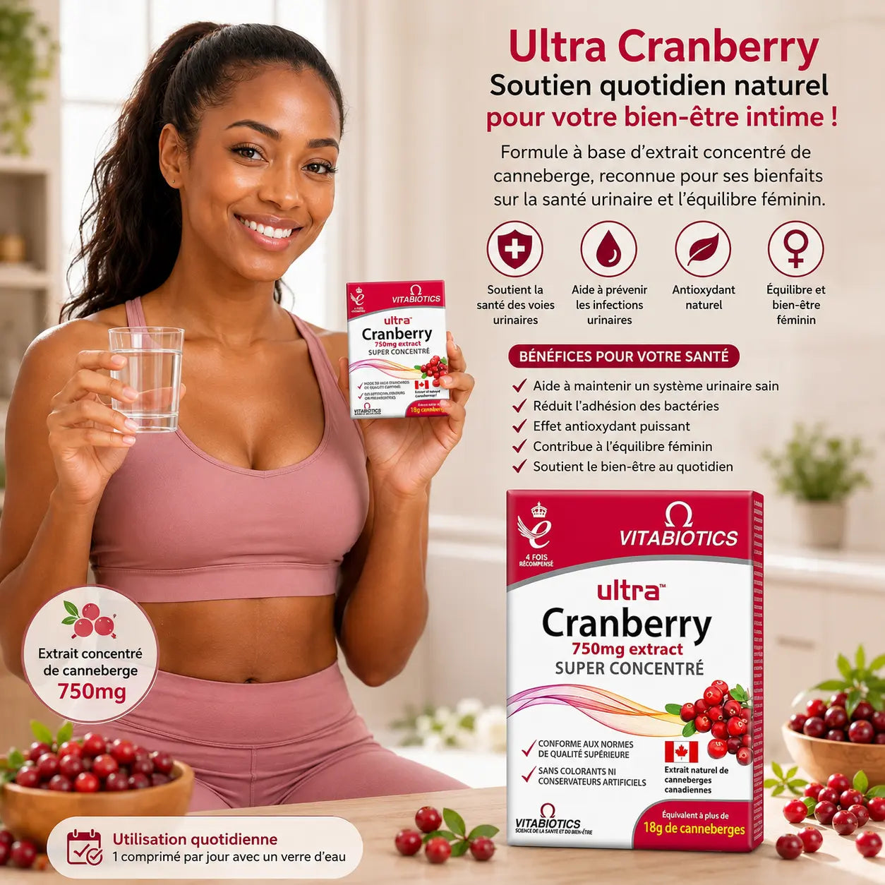 Complément Cranberry Vitabiotics Ultra Super Strength — 30 comprimés