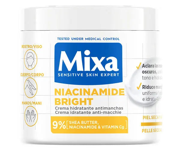 Crème Hydratante Anti-Taches Mixa Niacinamide Bright — Visage, Corps & Mains — 400 ml