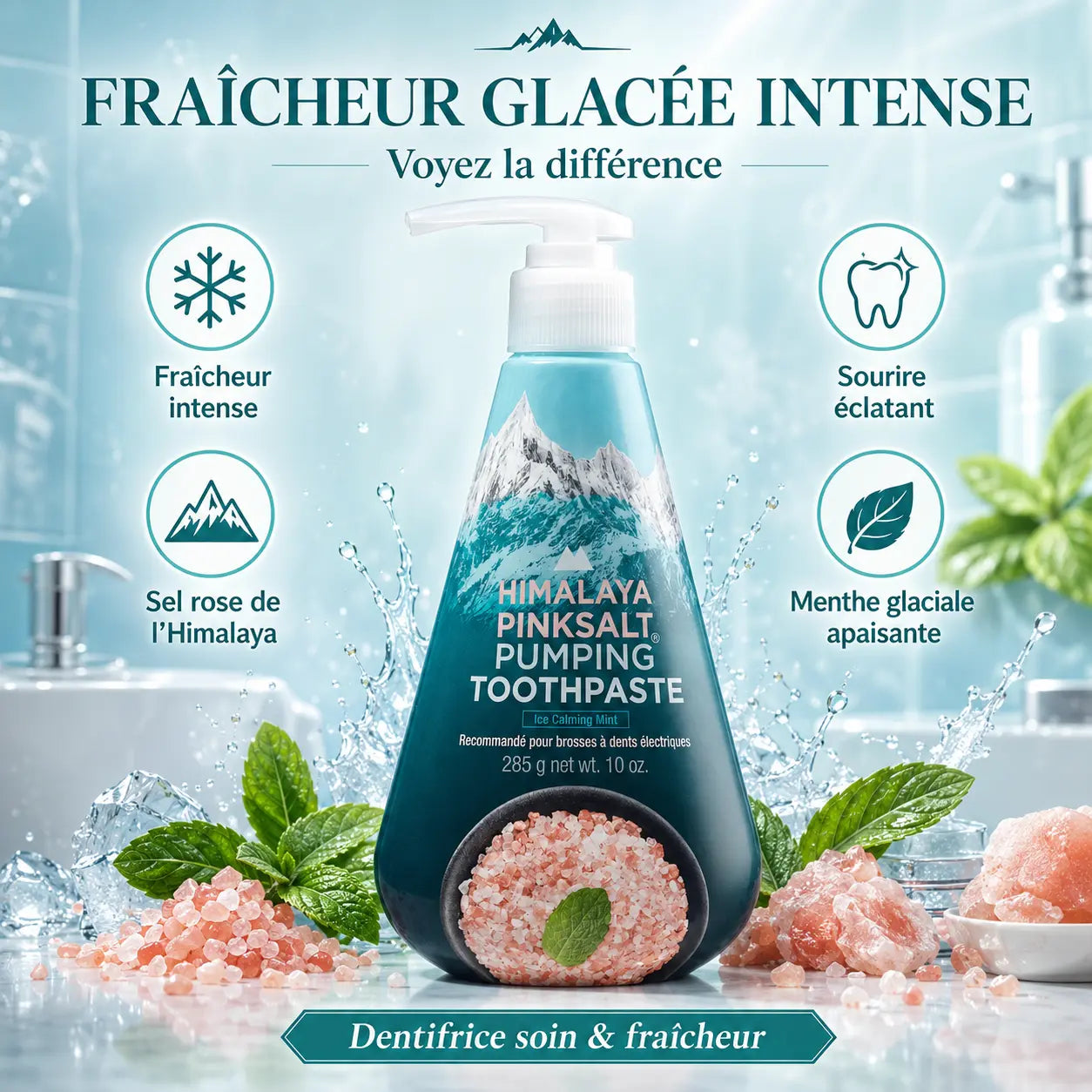 Dentifrice Himalaya Pinksalt Pumping Ice Calming Mint — 285 g