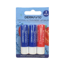 Charger l'image dans la galerie, DermaV10 Lot de 3 baumes à lèvres Original et Strawberry DERMAV10