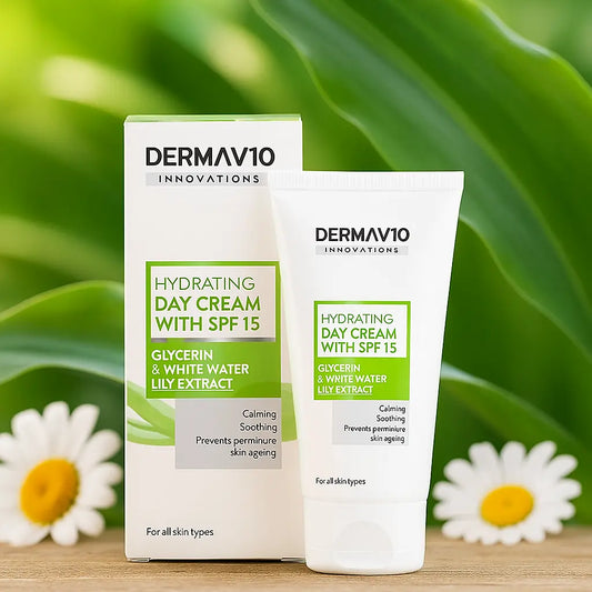 Crème de Jour Hydratante Dermav10 Glycérine et Nénuphar SPF 15 50 ml