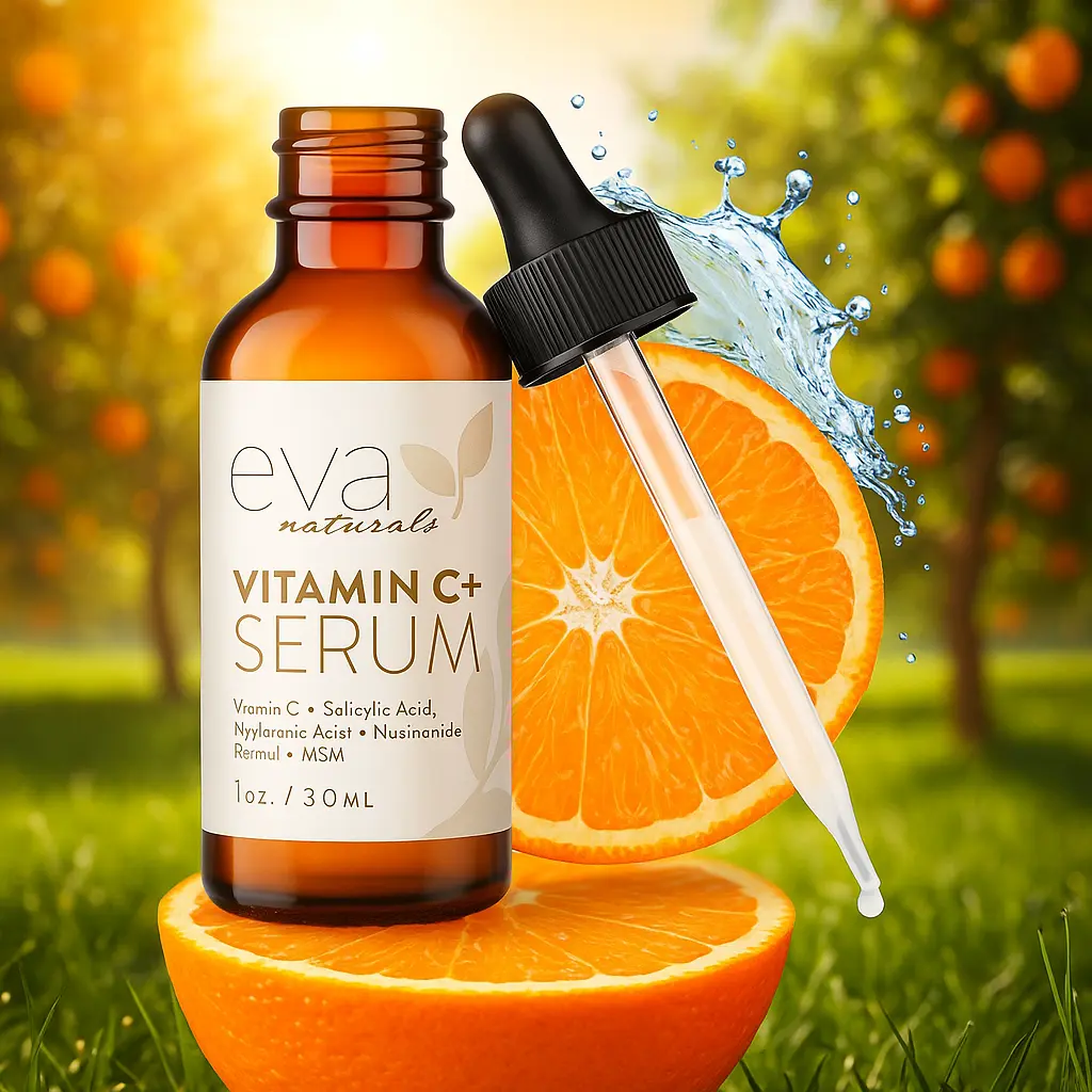 EVA Sérum à la vitamine C Plus avec sérum à l'acide hyaluronique, rétinol, niacinamide et acide salicylique pour le visage - Anti-âge EVA