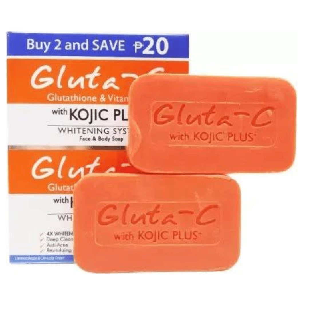 GLUTA-C avec savon Clarifiant et éclaircissant Kojic Plus 60 G x 2 GLUTA-C