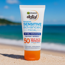 Charger l'image dans la galerie, Garnier Delial Sensitive Advanced gel facial SPF50+ Crème solaire pour le visage 50ML GARNIER