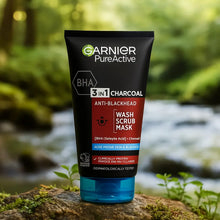 Charger l'image dans la galerie, Garnier Nettoyant, gommage et masque 3 en 1 au charbon de bois Pure Active 150 ml GARNIER