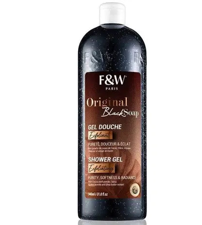 Gel Douche Exfoliant F&W Paris Original Black Soap — Savon Noir, Cacao & Karité — 940 ml