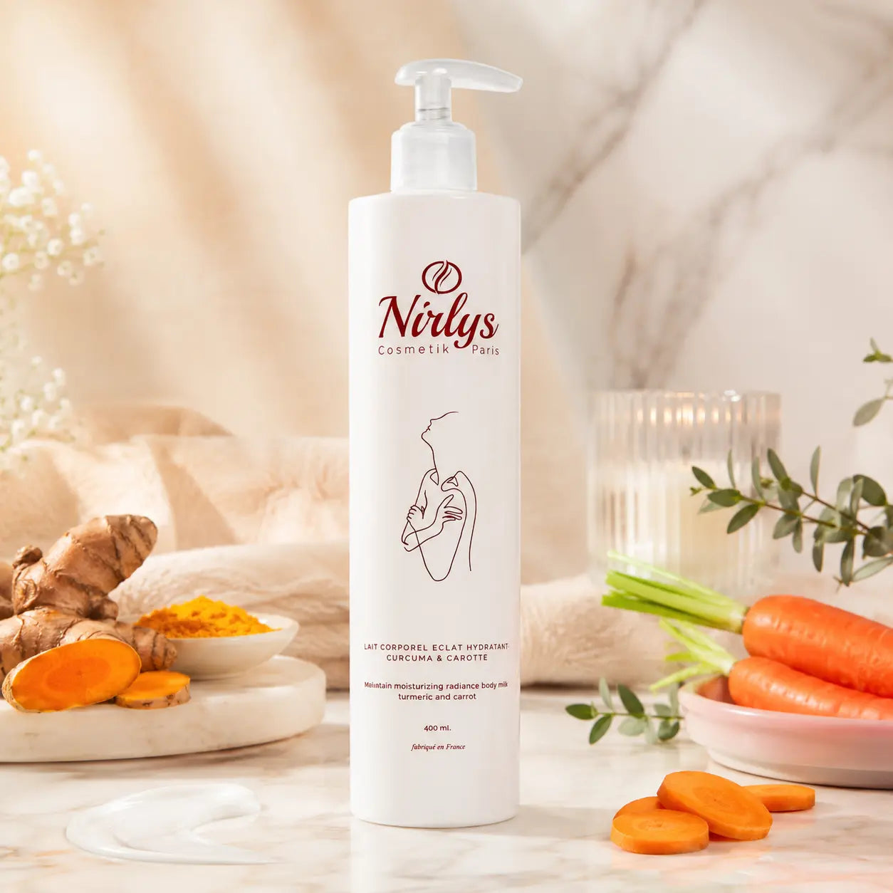 Lait Corporel Éclat Hydratant Nirlys Curcuma & Carotte 400 ml