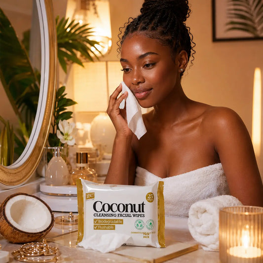 Lingettes nettoyantes visage XBC à l'eau de coco — 25 lingettes