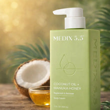 Charger l'image dans la galerie, MEDIX 5.5 COCONUT OIL + MANUKA HONEY – 444ML Crème Corps Nourrissante & Réparatrice