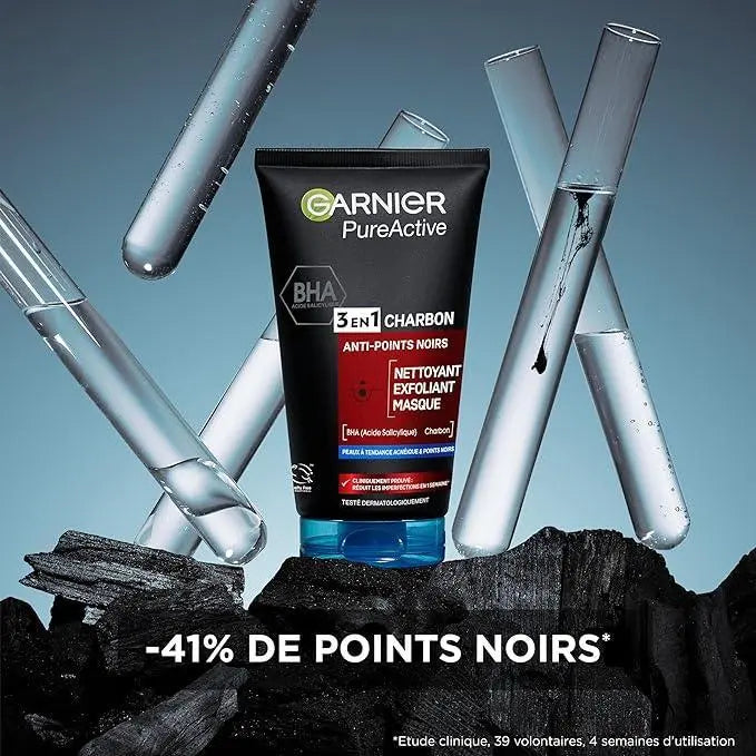 Garnier Pure Active BHA Charbon nettoyant exfoliant masque 3 en 1 150 ml