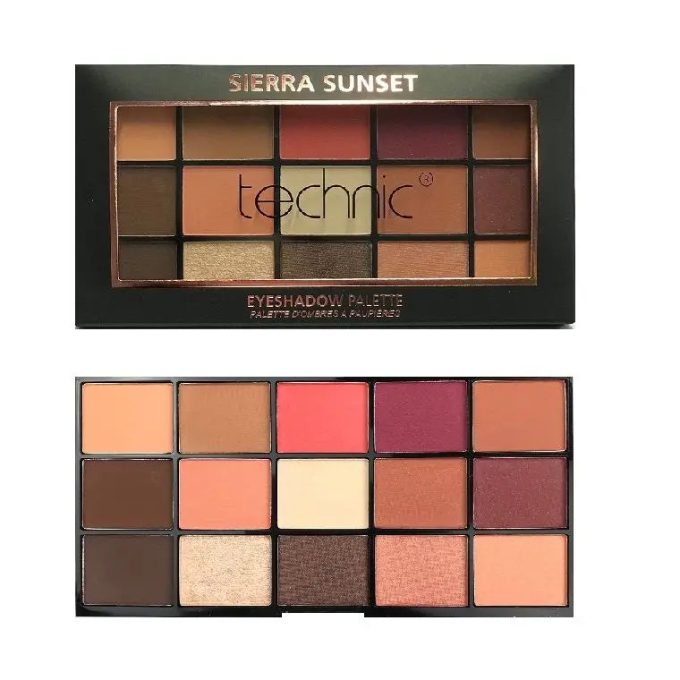 Palette 15 fards à paupières Technic Sierra Sunset tons chauds
