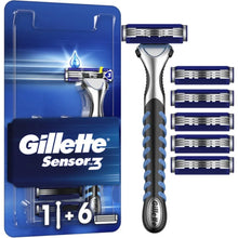 Charger l'image dans la galerie, Rasoir pour homme Gillette Sensor 3 Original + 6 recharges GILLETTE