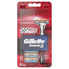 Charger l'image dans la galerie, Rasoir pour homme Gillette Sensor 3 + 6 recharges - Édition rouge GILLETTE
