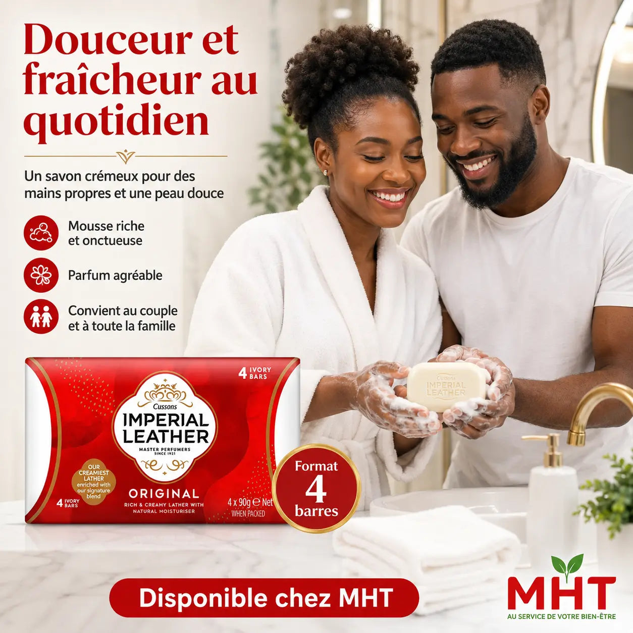 Savon de Toilette Imperial Leather Original — 4 × 90 g