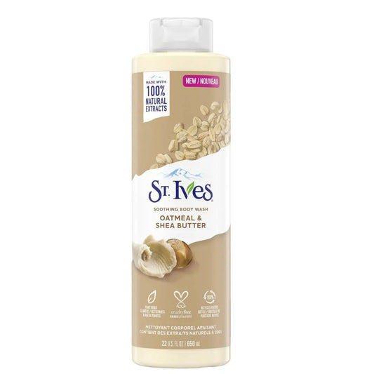 St Ives Gel douche, flocons d'avoine et beurre de karité aux extraits 100 % naturels 650 ml ST IVES