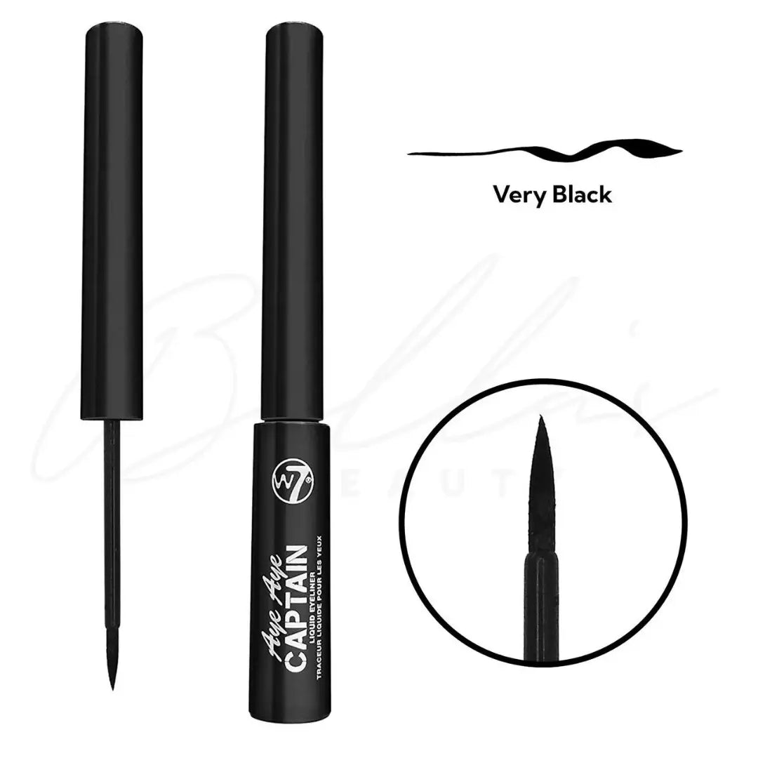 W7 Capitaine Eyeliner Très Noir Traceur liquide W7