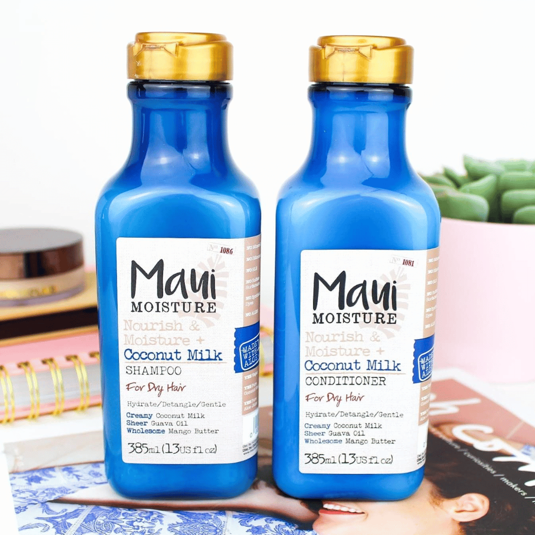 1 Maui Moisture Nourish & Moisture + Shampooing au lait de coco pour hydrater et démêler les cheveux bouclés 385 ML MAUI