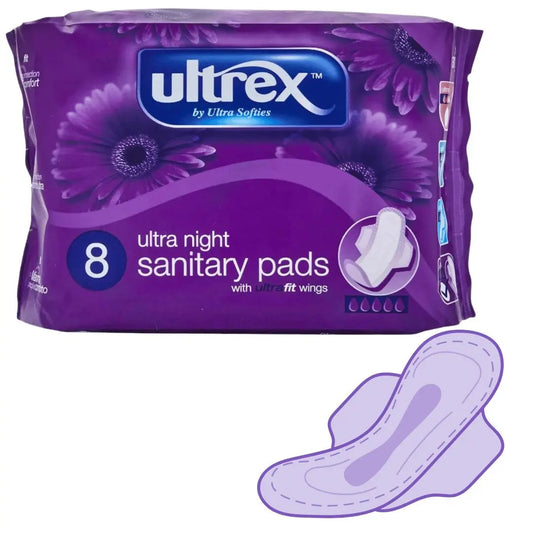 10.Ultrex Serviettes hygiéniques  Ultra Nuit 8's Ultrex
