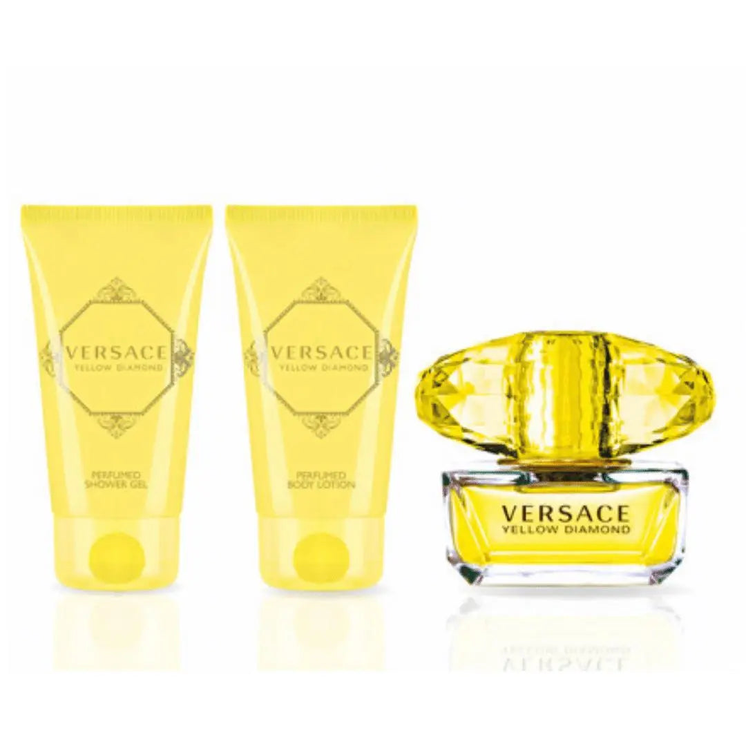 1,0 Versace Yellow Diamond Coffret cadeau 50 ml EDT + 50 ml Gel douche + 50 ml Lotion pour le corps VERSACE