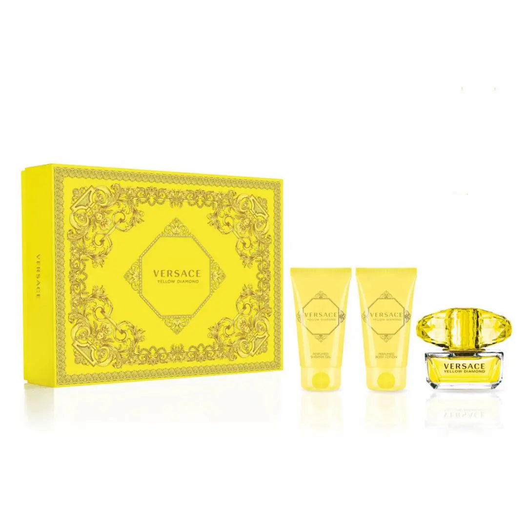 1,0 Versace Yellow Diamond Coffret cadeau 50 ml EDT + 50 ml Gel douche + 50 ml Lotion pour le corps VERSACE