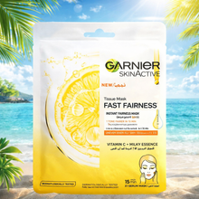 Charger l'image dans la galerie, Garnier SkinActive Fast Fairness Tissue Mask – Vitamin C &amp; Milky Essence