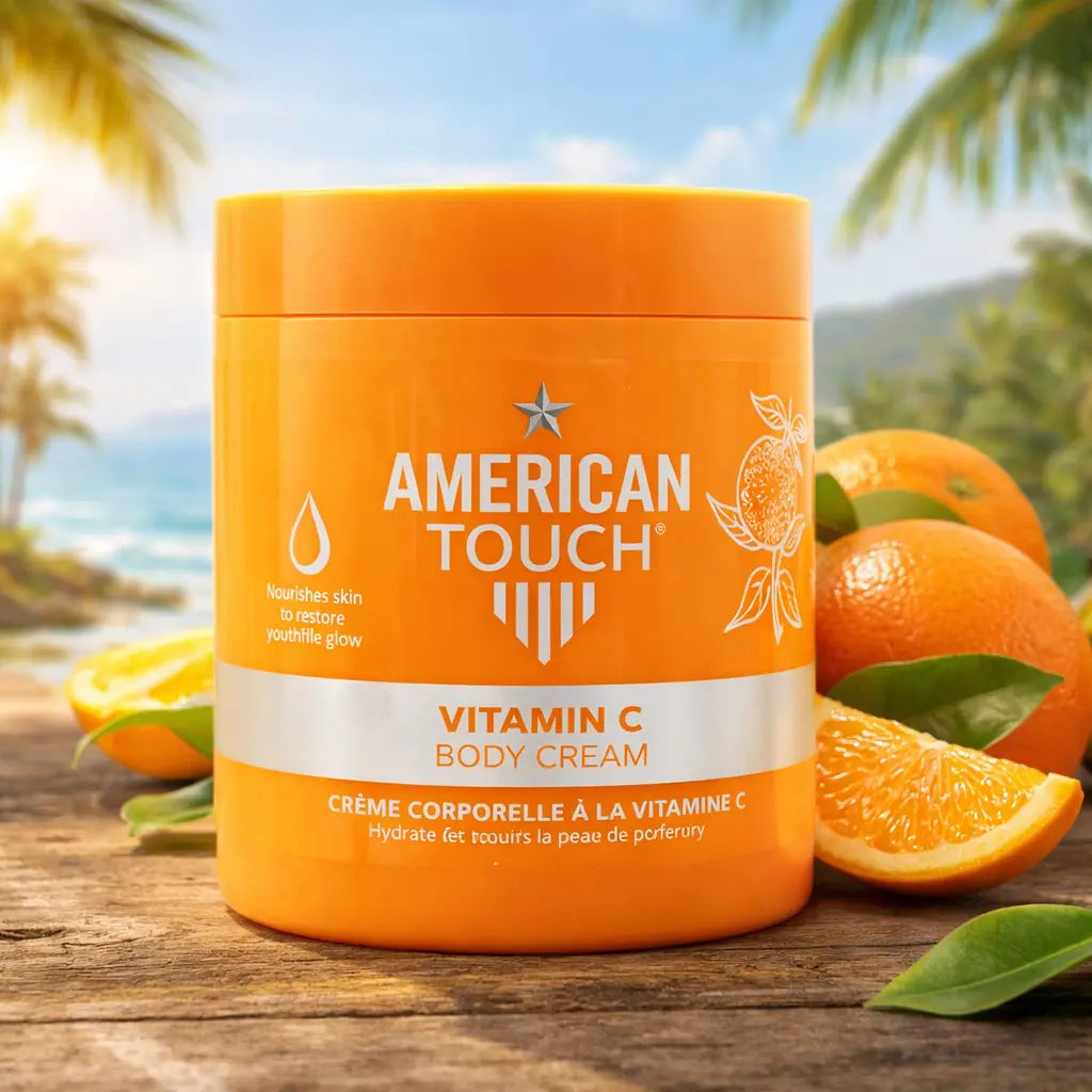 AMERICAN TOUCH –   Crème Corporelle à la Vitamine C – Hydratation &amp; Éclat Naturel AMERICAN TOUCH