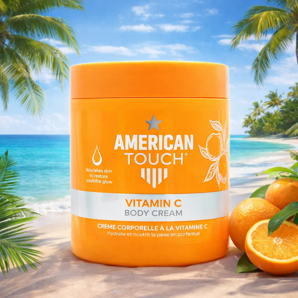 AMERICAN TOUCH –   Crème Corporelle à la Vitamine C – Hydratation &amp; Éclat Naturel AMERICAN TOUCH