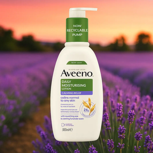 AVEENO – Lotion Hydratante Quotidienne Calmante Soulagement – Lavande (pompe 300 ml) AVEENO