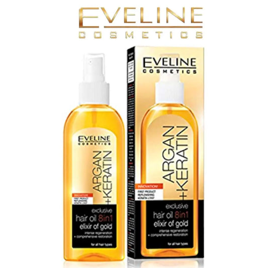 Argan + Keratin Exclusive Hair Oil 8 In1 Elixir Of Gold 150 mL EVELINE