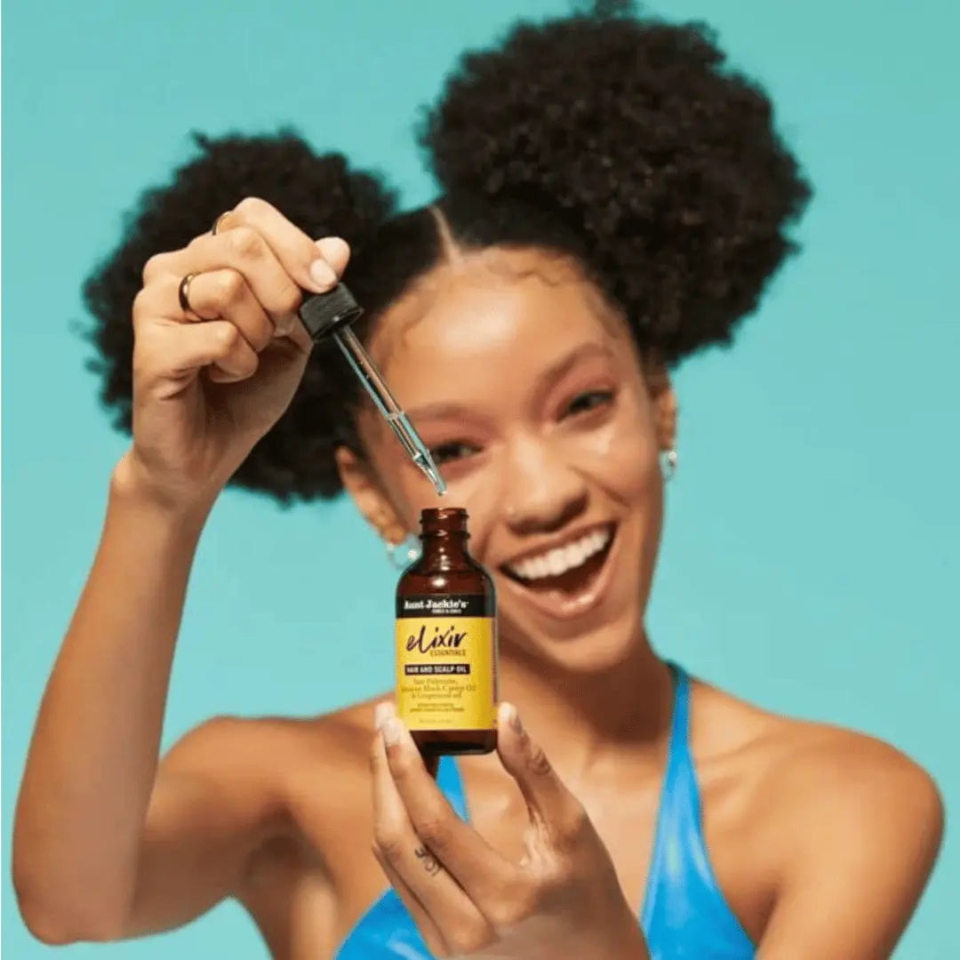 Aunt Jackie's Elixir Essentials : huile pour cheveux palmier nain et de ricin noir jamaïcain AUNT JACKIE'S