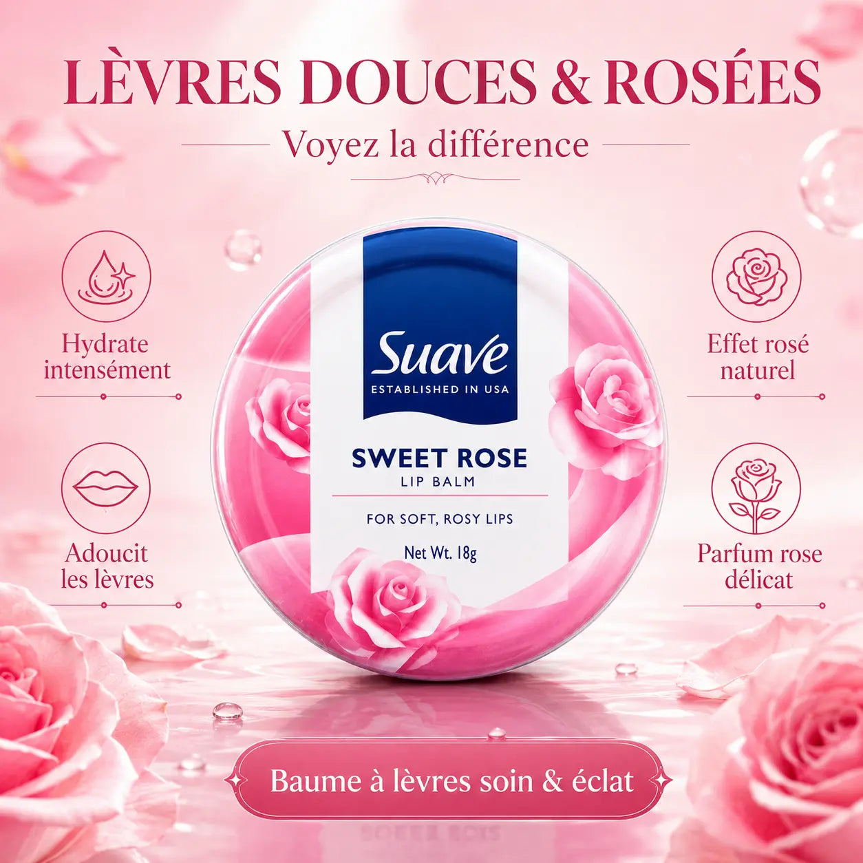 Baume à lèvres Suave Sweet Rose — 18 g