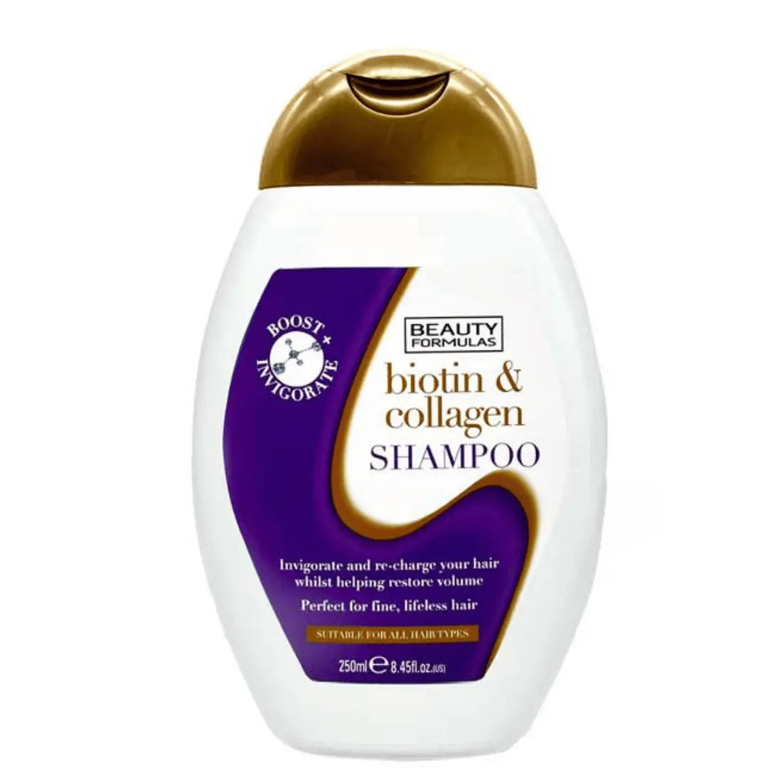 Beauty Formulas - Shampooing à la biotine et au collagène - Cheveux fins 250 ml BEAUTY FORMULAS