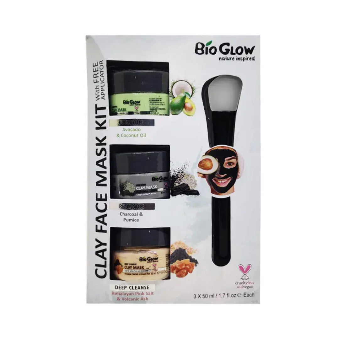 Bio Glow Kit de masque facial à l'argile 3 pièces avec applicateur gratuit BIO GLOW