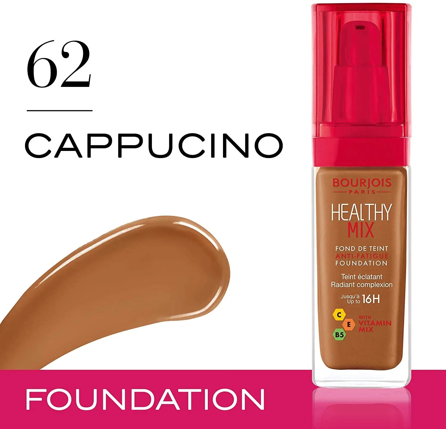 Bourjois healthy mix anti-fatigue fond de teint Dark amber 62 BOURJOIS