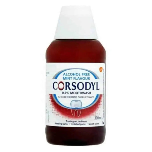 CORSODYL Bain de bouche antibactérien 0,2 % pour les maladies des gencives sans alcool Menthe 300 ML MHT MULTI SERVICES