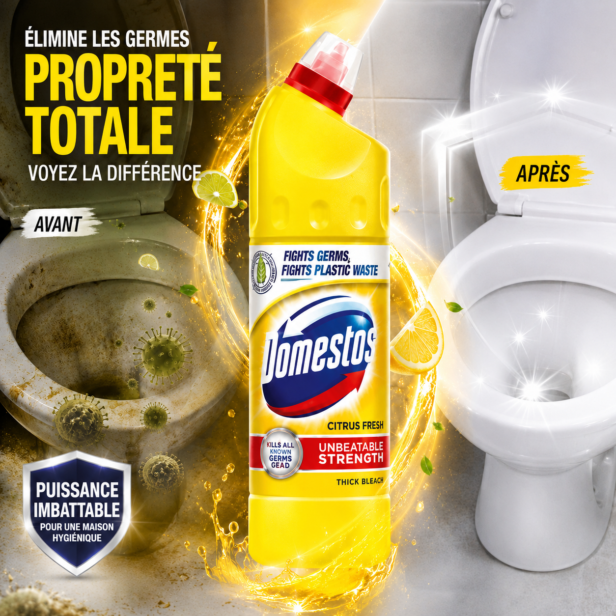 Javel Épaisse Désinfectante WC & Surfaces Domestos Citrus Fresh — 750 ml