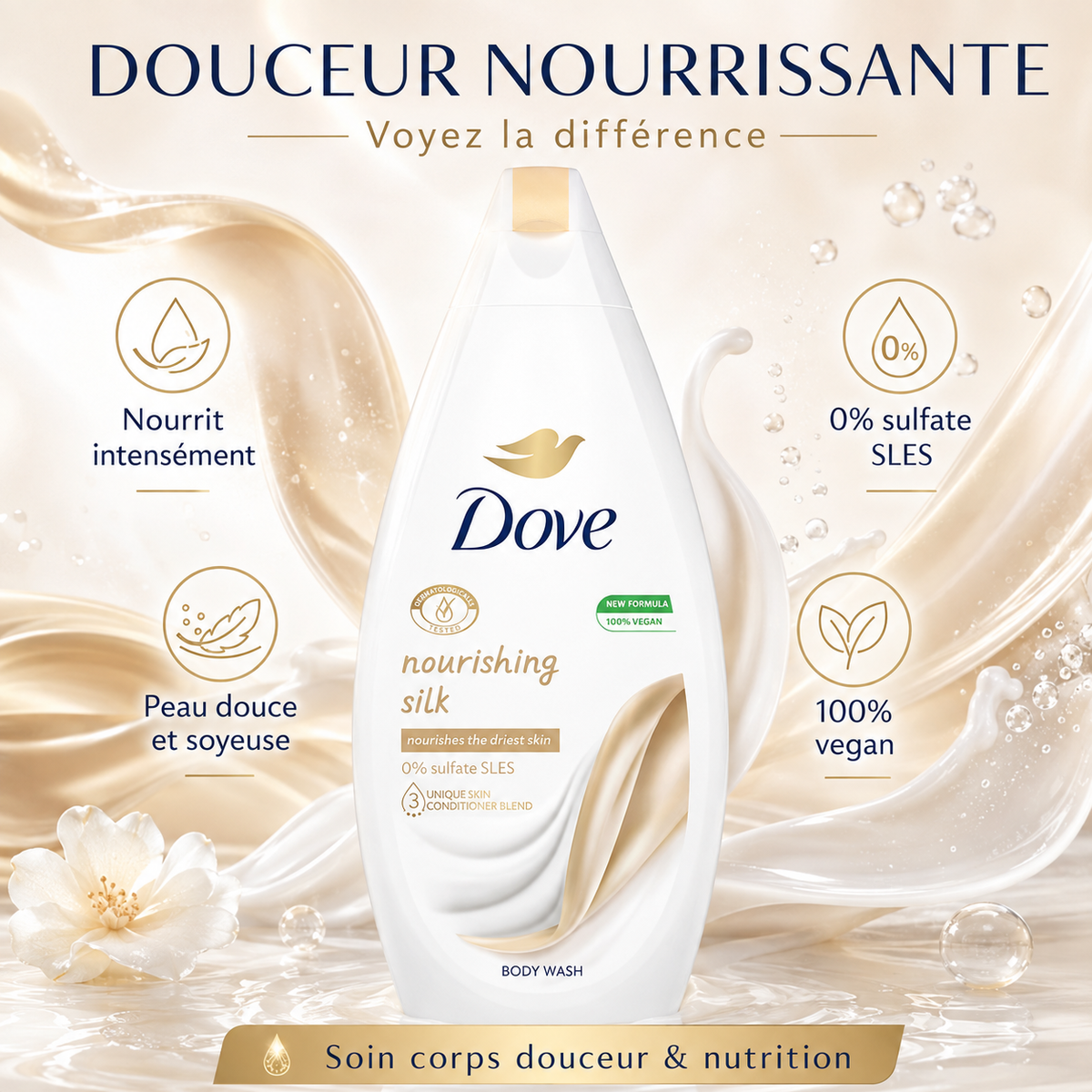 Gel Douche Hydratant Dove Silk Glow — 500 ml