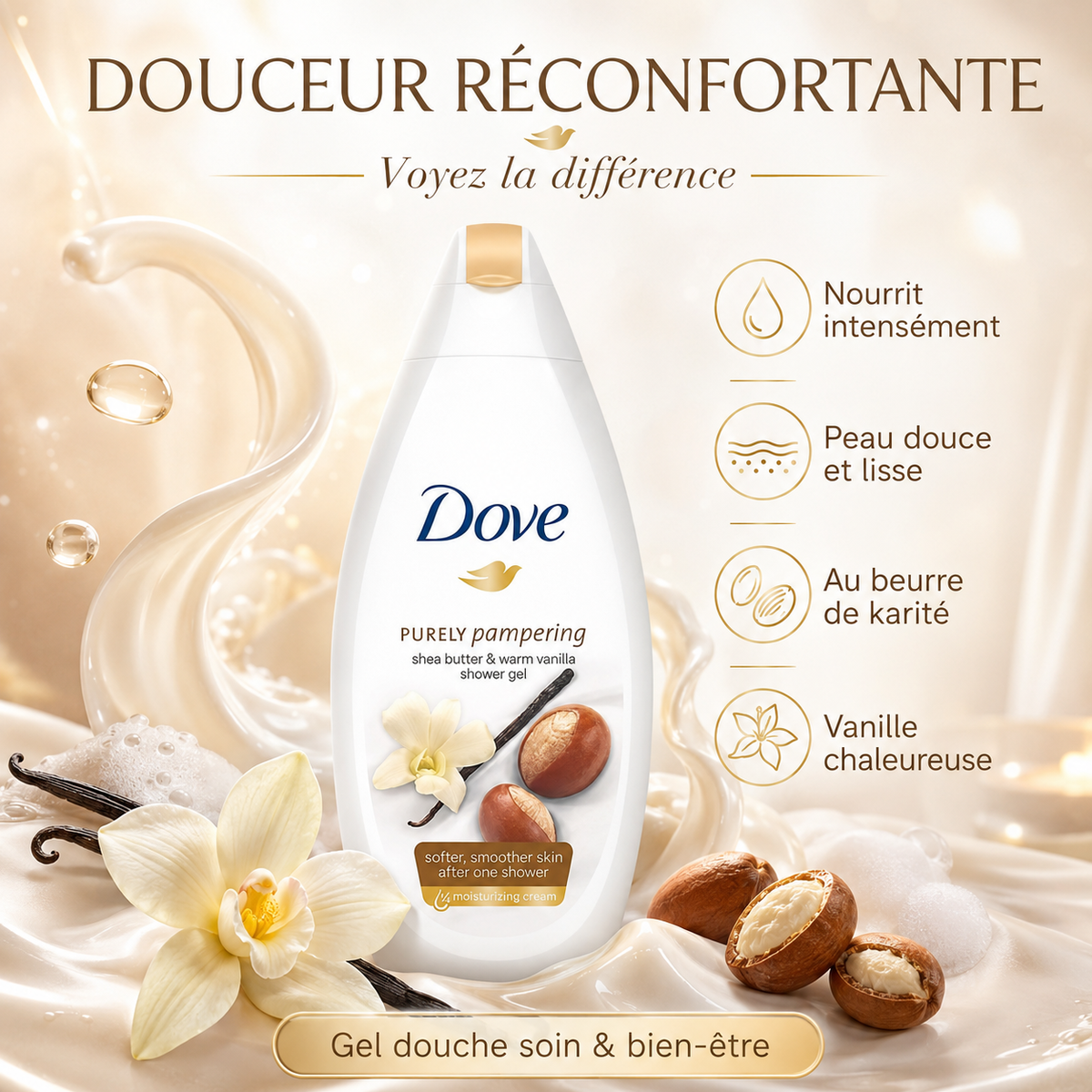 Gel Douche Hydratant Dove Purely Pampering Karité & Vanille — 750 ml