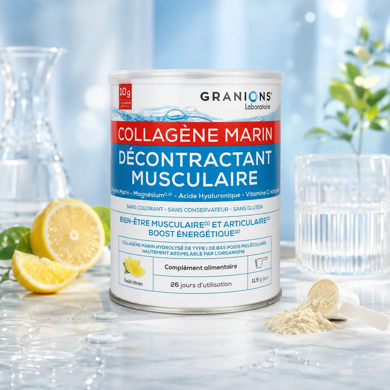 Collagène Marin Décontractant Musculaire Granions — Goût Citron, 300 g