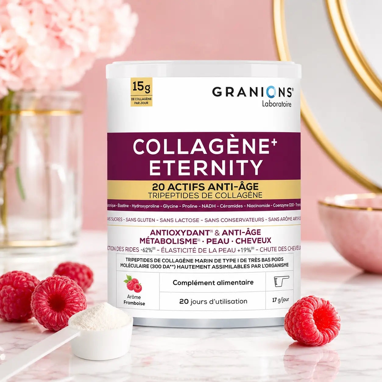 Collagène+ Eternity Granions — Cure Anti-Âge 20 Actifs & Tripeptides de Collagène — 343 g