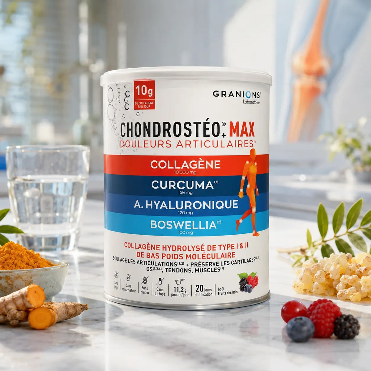 Complément Articulations Granions Chondrostéo+ Max Collagène I & II Curcuma — 300 g