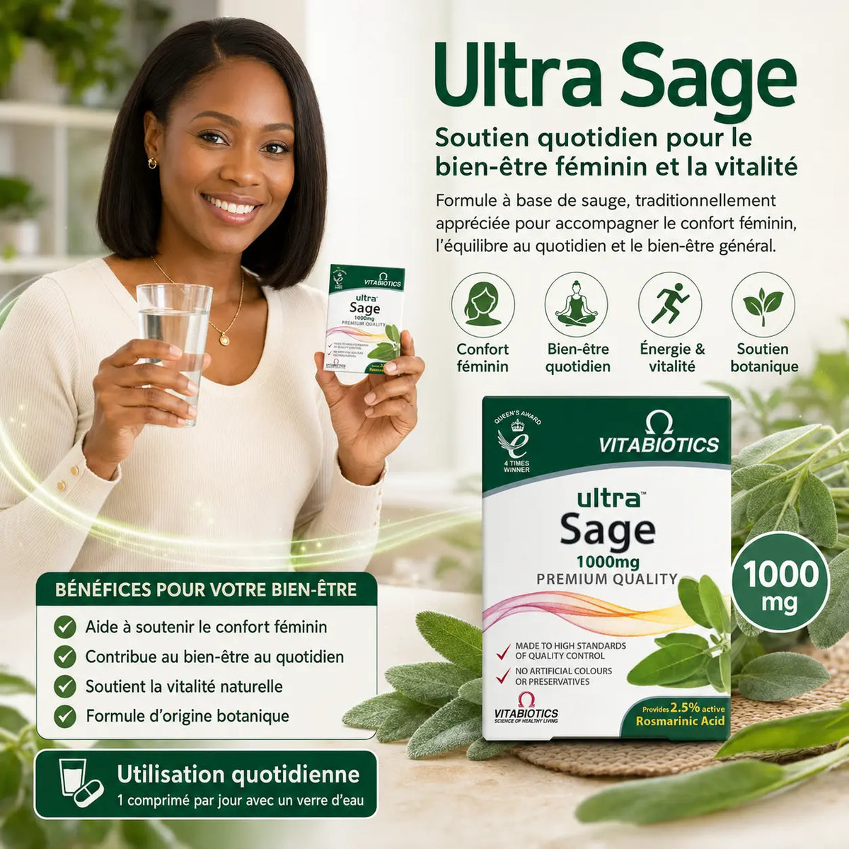 Complément Sauge Vitabiotics Ultra Sage — 30 comprimés