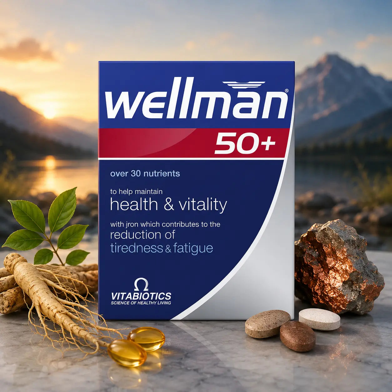 Complément multivitaminé Vitabiotics Wellman 50+ homme — 30 comprimés