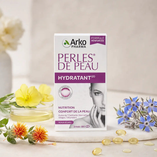 Complément peaux sèches Arkopharma Perles de Peau hydratant — 180 capsules