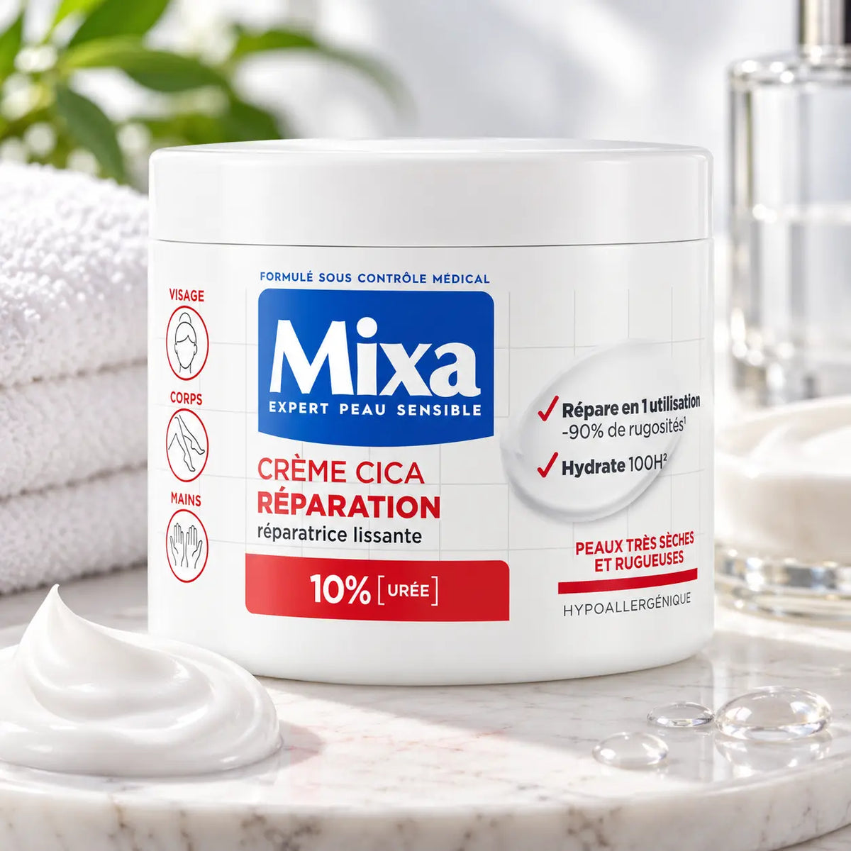Crème Cica Réparation Mixa Urée 10 % — 400 ml
