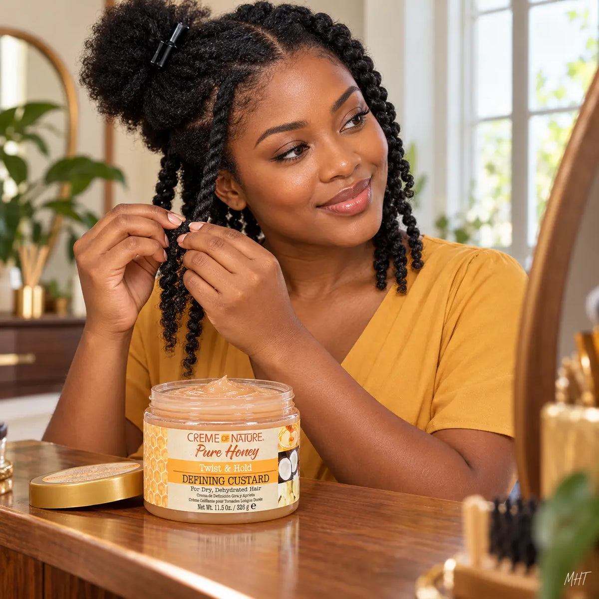 Crème Coiffante Creme of Nature Pure Honey Twist & Hold Defining Custard – Cheveux Secs 326 g